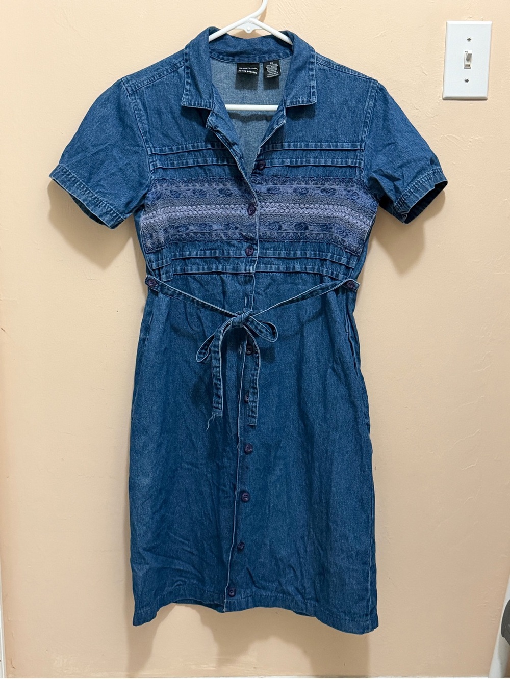 Erika Denim Midi Shirt Dress in Blue with Tie Waist